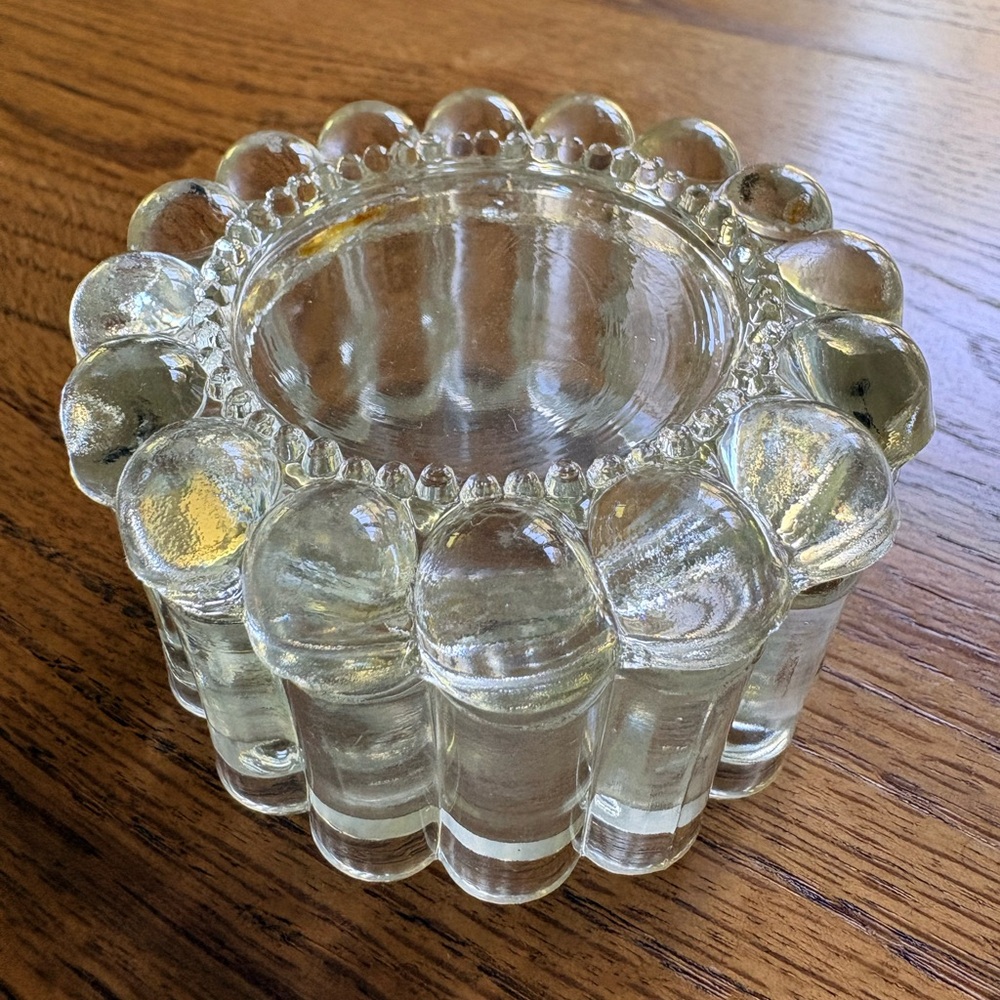 Vintage Clear Glass Candle Holder or trinket box - Picture 7 of 15